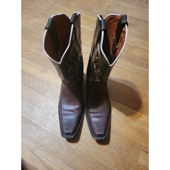 Rio Grande Limited edition 27.5  8.5 US square toe  two tone  brown‎ embroidered - Picture 2 of 10